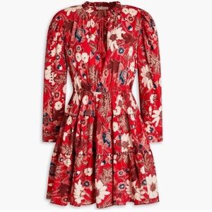 Ulla Johnson Liv Floral Long Sleeve Cotton Mini Dress